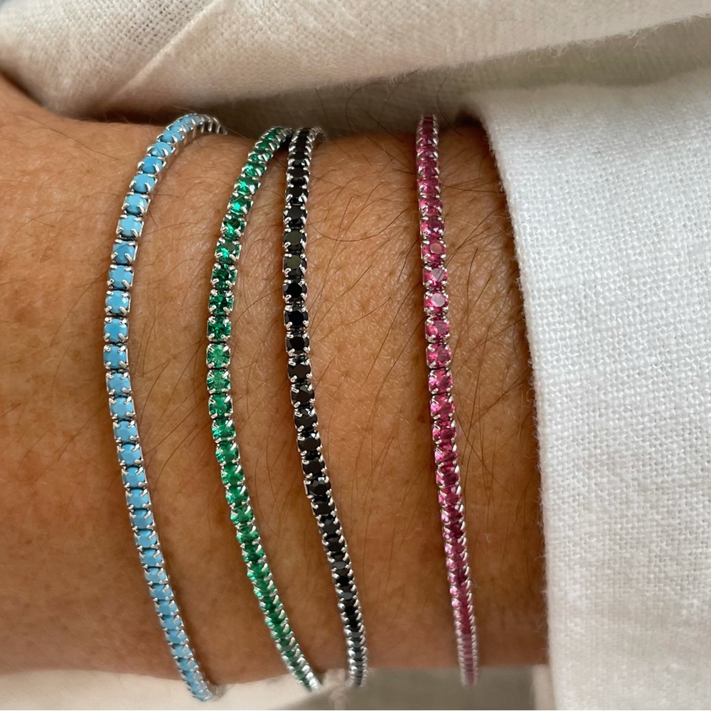 Silver tennis bracelet, turquoise tennis bracelet